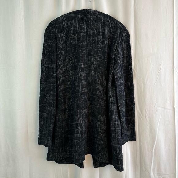 Eileen Fisher Black Crosshatch Open Front Cardigan Jacket Women’s Size Medium - Picture 6 of 6